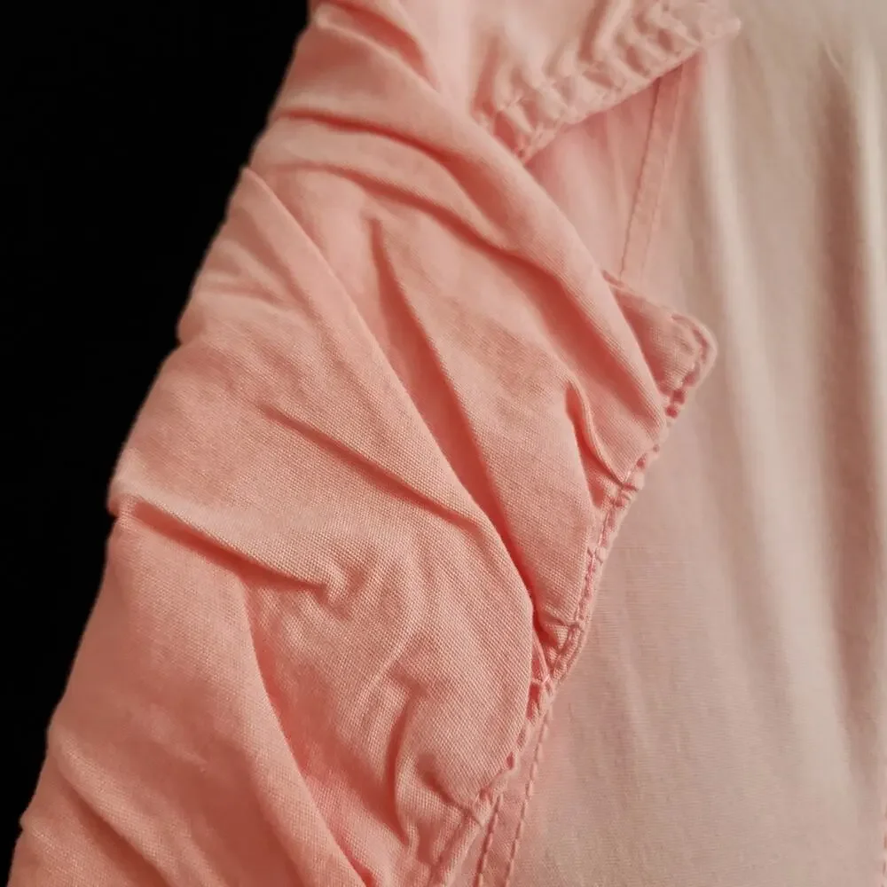 Peach Button Front‎ Ruched Button Front 3/4 Skeeve Lightweight Shacket Small